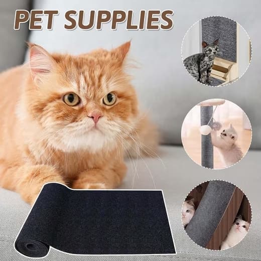 1 Pack Self-Adhesive Cat Scratching Board Wall Protector for Cats, DIY Corner Mat, 40cm x 200cm, Black - Image 8