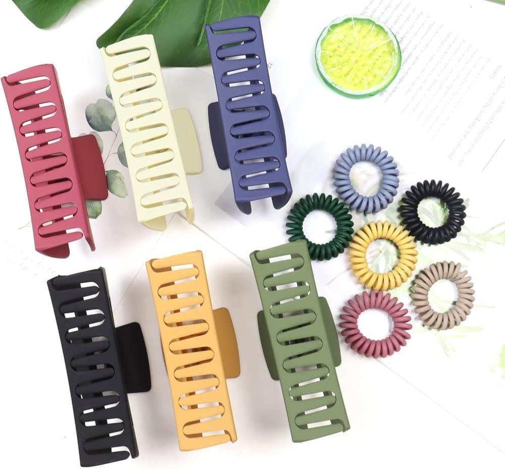 6-Pack Strong Rectangular Hair Clips for Thick Hair, Non-Slip Matte Solid Color, Multicolor - Image 6