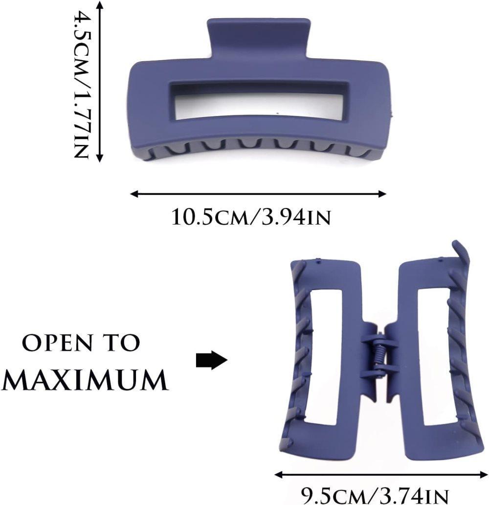6-Pack Strong Rectangular Hair Clips for Thick Hair, Non-Slip Matte Solid Color, Multicolor - Image 8