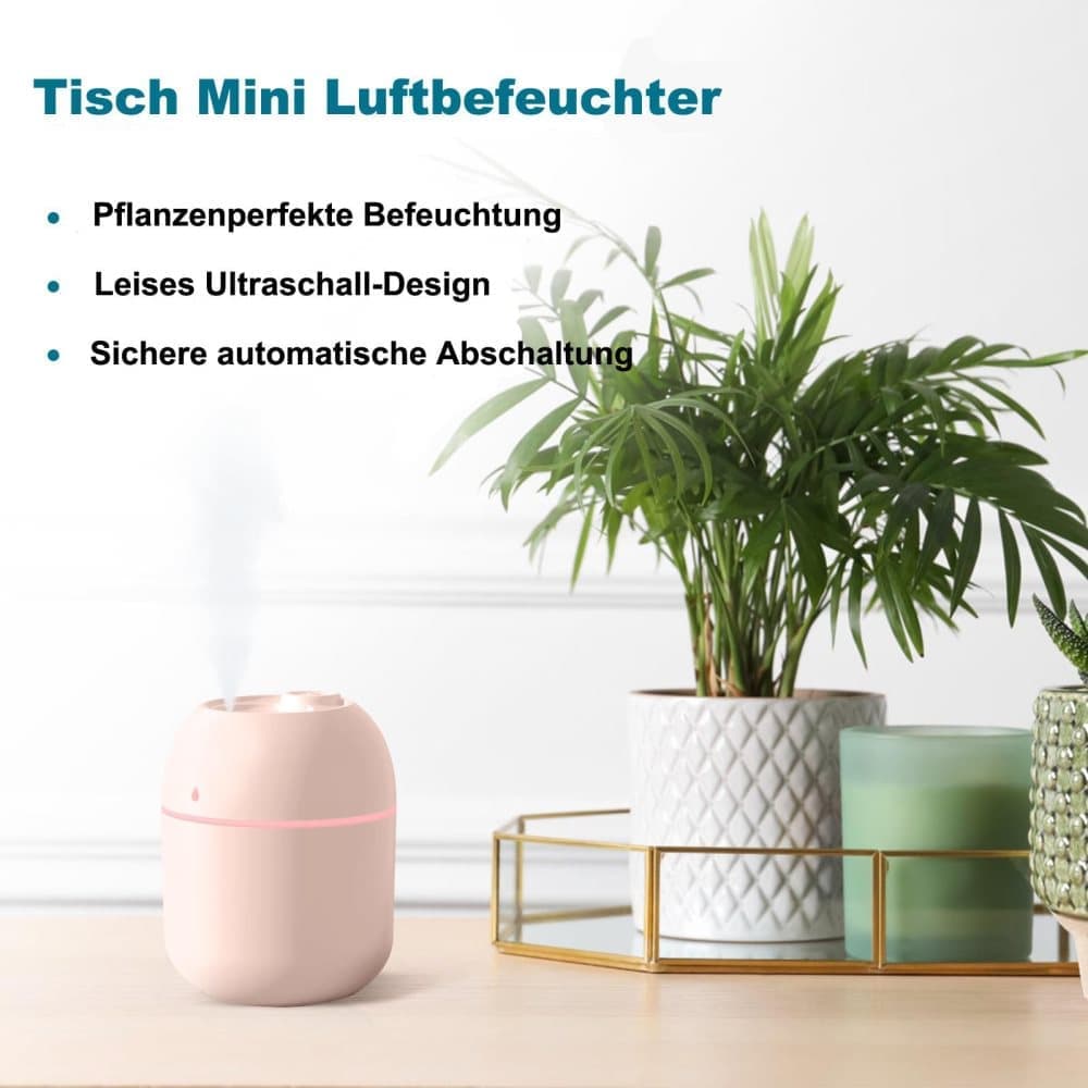 Portable Mini Humidifier 0.22L with USB, Automatic Shutoff, 2 Spray Modes for Bedroom Office and Car, White - Image 2