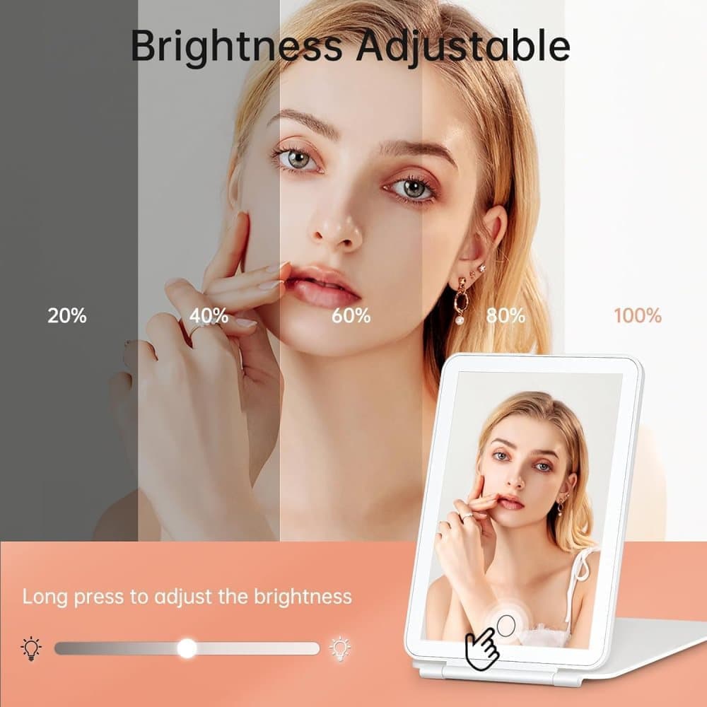 Rechargeable Makeup Mirror with 3 Color Modes, Dimmable Touch Screen LED Lighted Mirror - Image 3