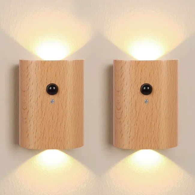 2-Pack LED Wall Lamp with Motion Sensor, Rechargeable, for Garden Fence Stairs and Patio - Image 1
