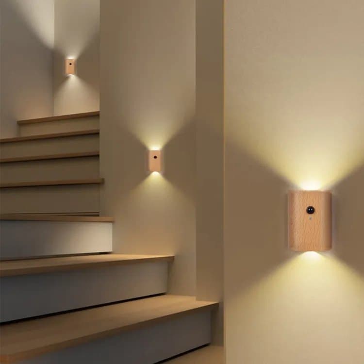 2-Pack LED Wall Lamp with Motion Sensor, Rechargeable, for Garden Fence Stairs and Patio - Image 2