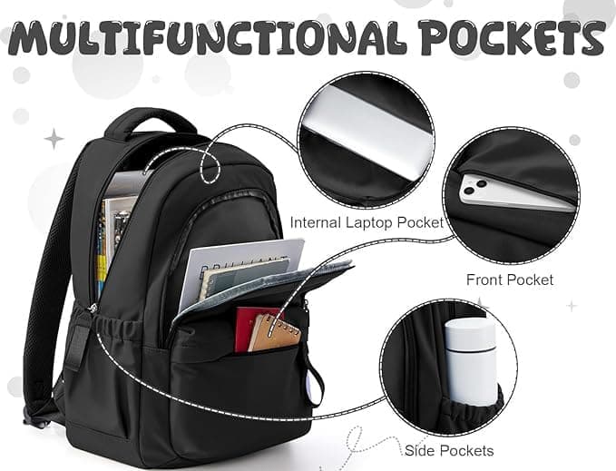 14-inch Laptop Backpack Waterproof Lightweight Daypack for School University, Purple, Compatible with Girls Boys - Image 4