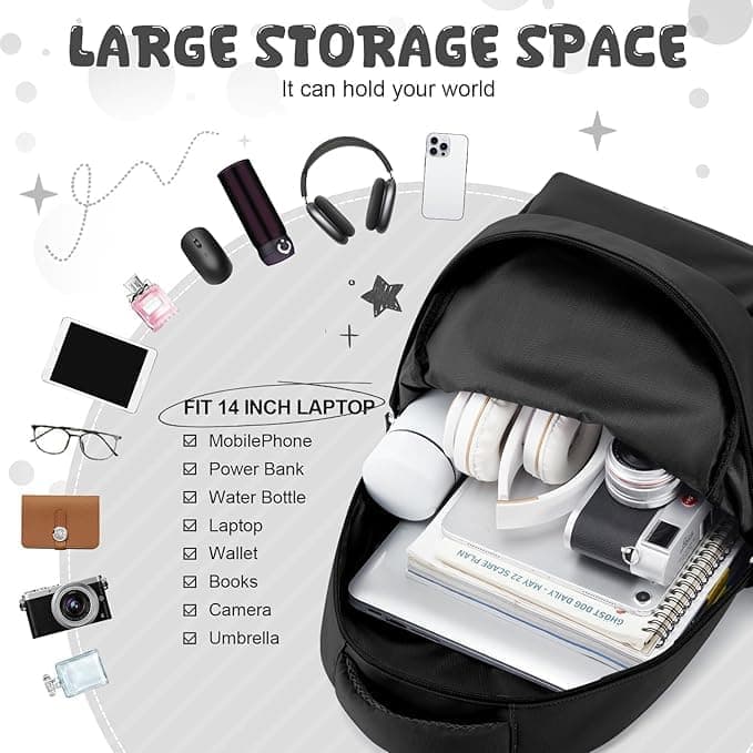 14-inch Laptop Backpack Waterproof Lightweight Daypack for School University, Purple, Compatible with Girls Boys - Image 5