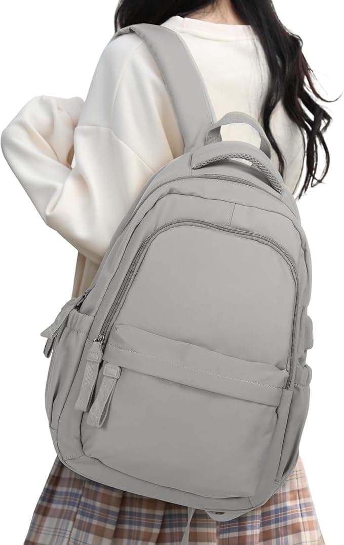 14-inch Waterproof Lightweight Laptop Backpack for School and University, Gray - Image 1