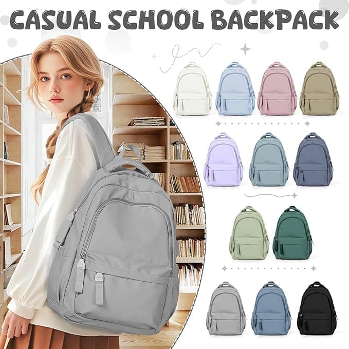 14-inch Waterproof Lightweight Laptop Backpack for School and University, Gray - Image 2
