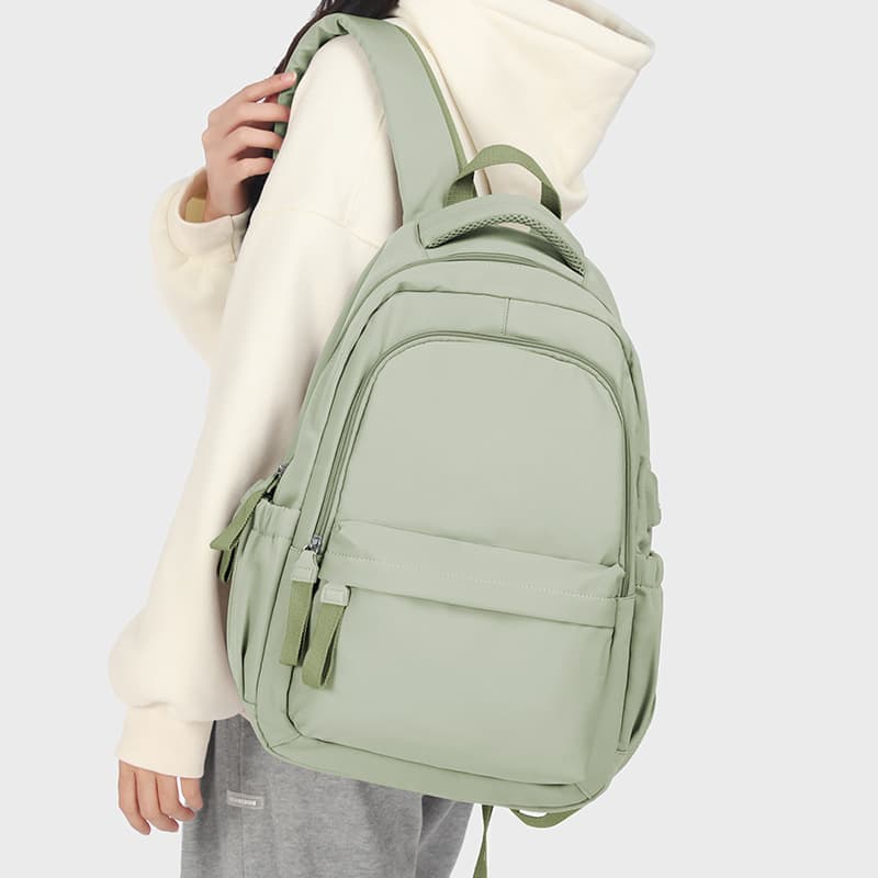 14-inch Laptop Backpack Waterproof Lightweight Daypack for School and University, Light Green - Image 1