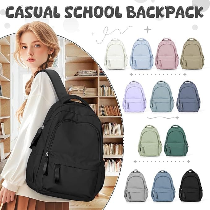 14-inch Laptop Backpack Waterproof Lightweight Daypack for School and University, Light Green - Image 2