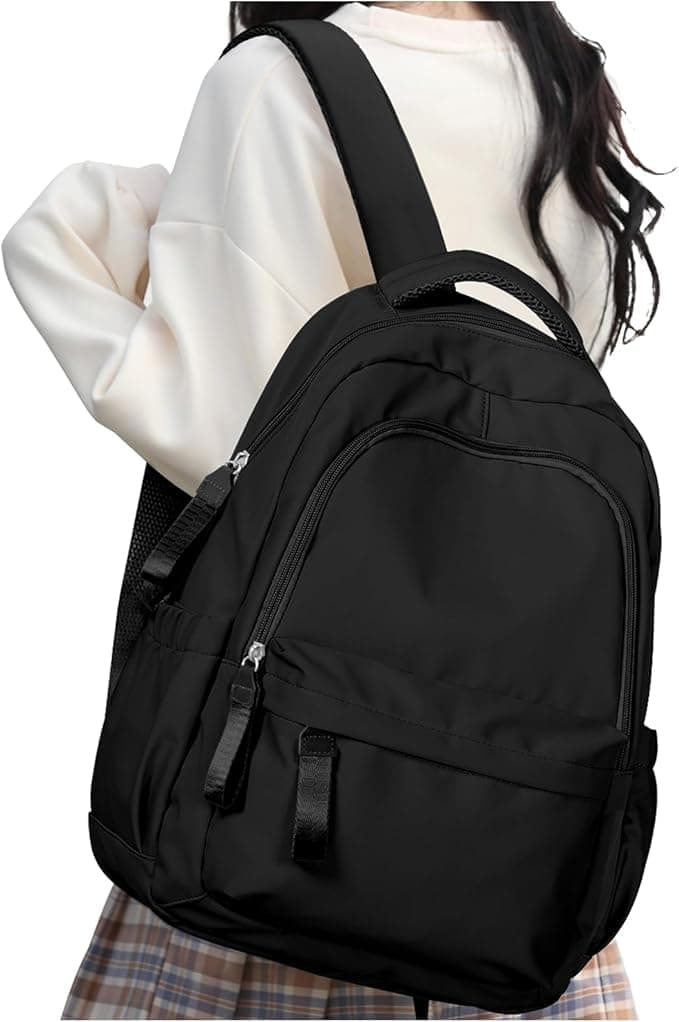 14-inch Waterproof Lightweight Laptop Backpack for School and University, Black - Image 1