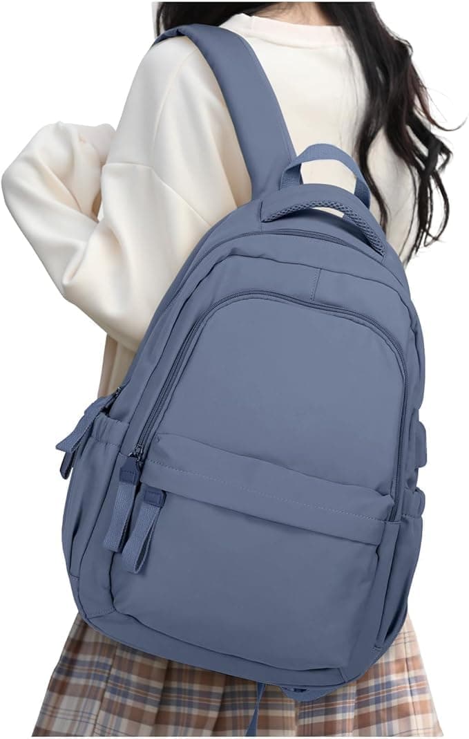 14-inch Laptop Backpack Waterproof Lightweight Daypack for School University, Dark Blue, Compatible with Girls Boys - Image 1