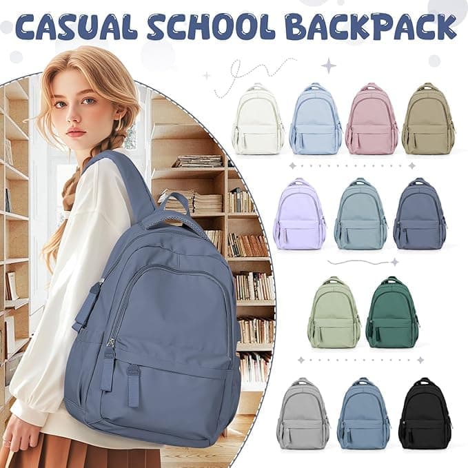 14-inch Laptop Backpack Waterproof Lightweight Daypack for School University, Dark Blue, Compatible with Girls Boys - Image 2