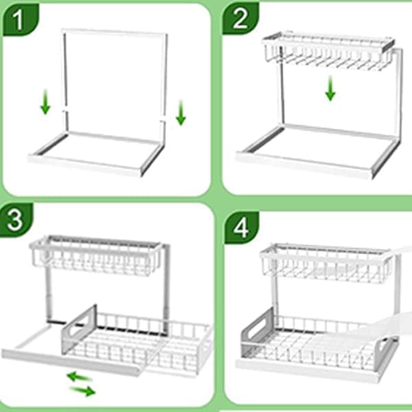 2-Tier White Storage Shelf Spice Rack for Kitchen Bathroom Drawer Organization - Image 5