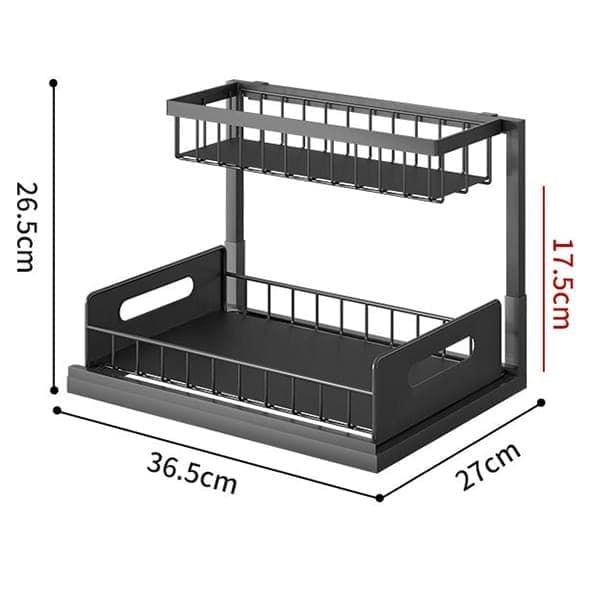 2-Tier Storage Shelf Spice Rack for Kitchen Bathroom Drawer Organization, Black - Image 2