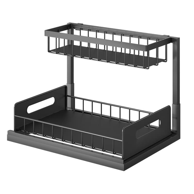 2-Tier Storage Shelf Spice Rack for Kitchen Bathroom Drawer Organization, Black - Image 4