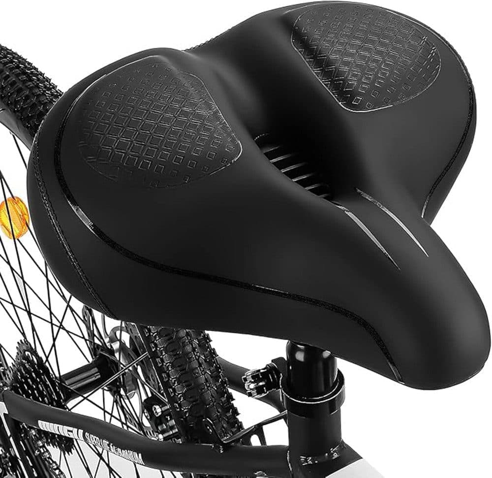 Comfortable unisex bicycle saddle with shock absorbers, breathable waterproof ergonomic design, Black - Image 1
