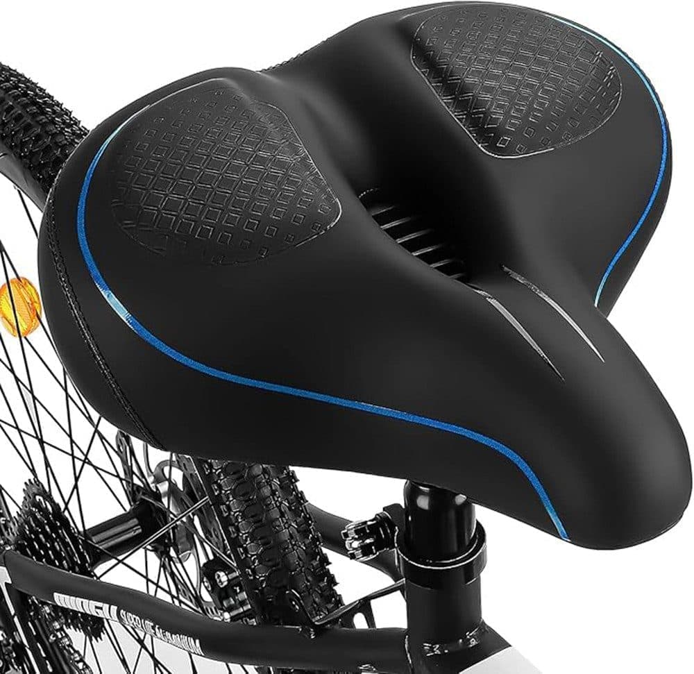 Unisex Comfortable Bicycle Saddle with Double Shock Absorbers, Breathable Waterproof Ergonomic Design, Blue - Image 1
