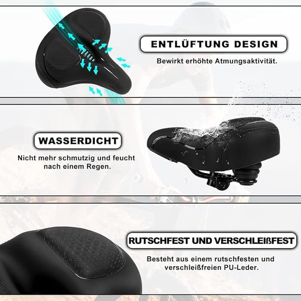 Unisex Comfortable Bicycle Saddle with Double Shock Absorbers, Breathable Waterproof Ergonomic Design, Blue - Image 3