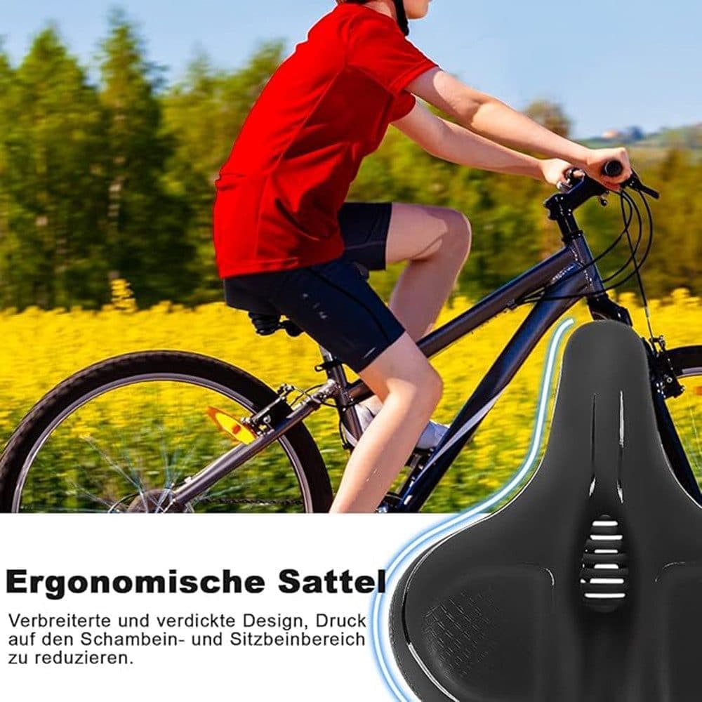 Unisex Comfortable Bicycle Saddle with Double Shock Absorbers, Breathable Waterproof Ergonomic Design, Blue - Image 5
