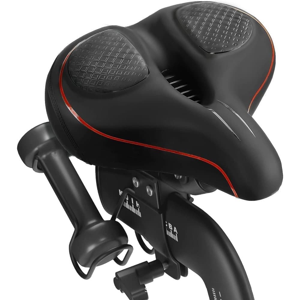 Comfortable unisex bicycle saddle with double shock absorbers, breathable waterproof ergonomic design, red - Image 1