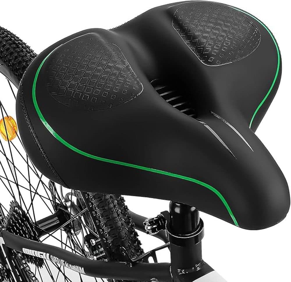 Comfortable unisex bicycle saddle with double shock absorbers, breathable waterproof ergonomic design, Green - Image 1
