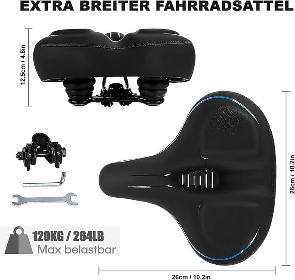 Comfortable unisex bicycle saddle with double shock absorbers, breathable waterproof ergonomic design, Green - Image 6