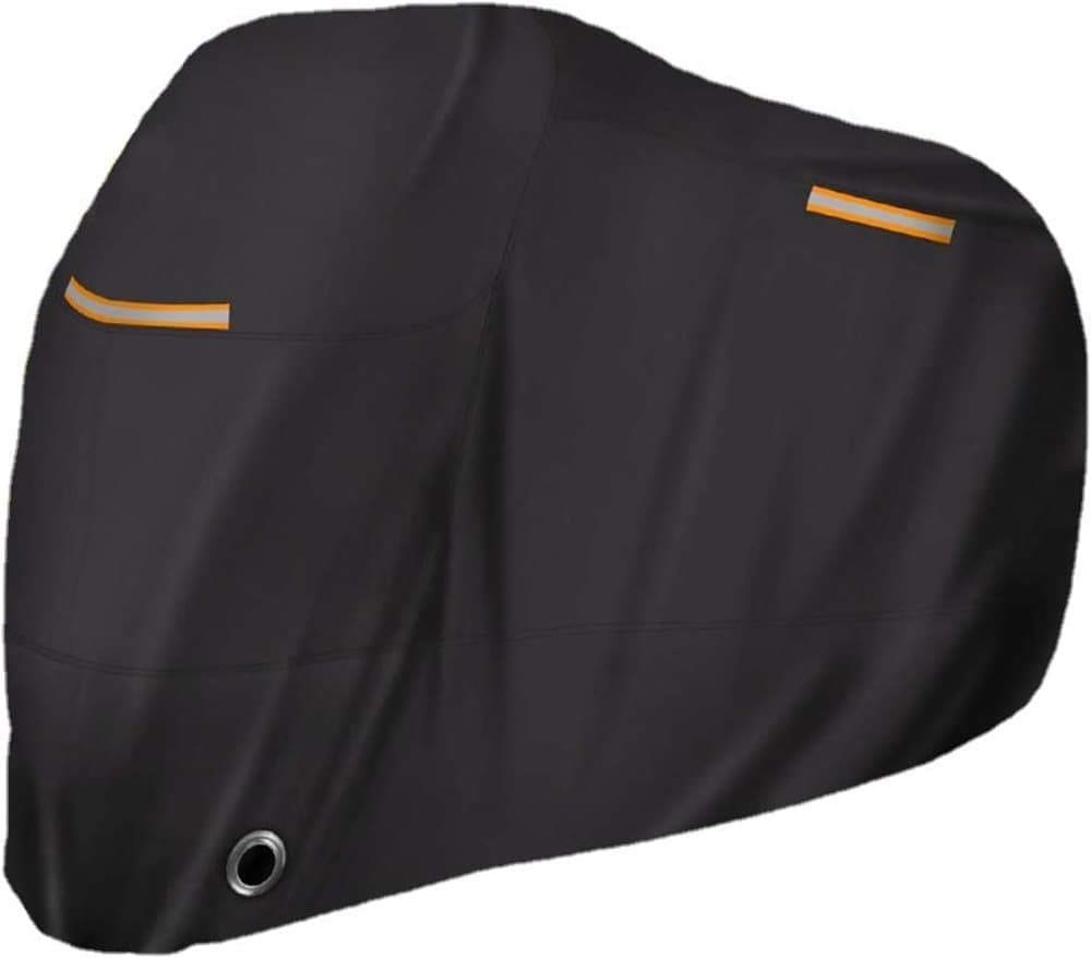Waterproof Motorcycle Cover with Reflective Strips and Lock Holes, Black, with Storage Bag - Image 1