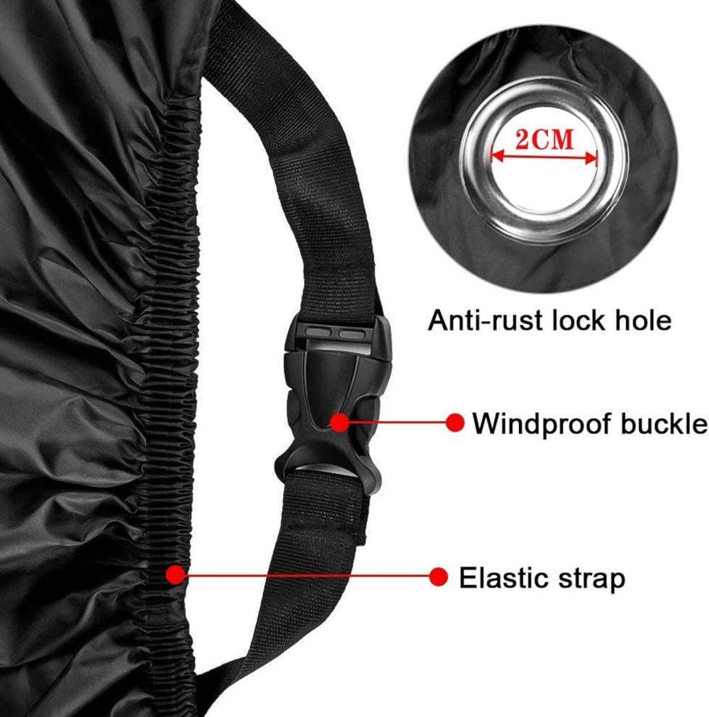 Waterproof Motorcycle Cover with Reflective Strips and Lock Holes, Black, with Storage Bag - Image 3