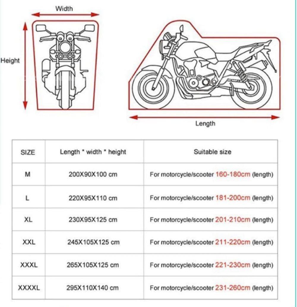 Waterproof Motorcycle Cover with Reflective Strips and Lock Holes, Black, with Storage Bag - Image 8