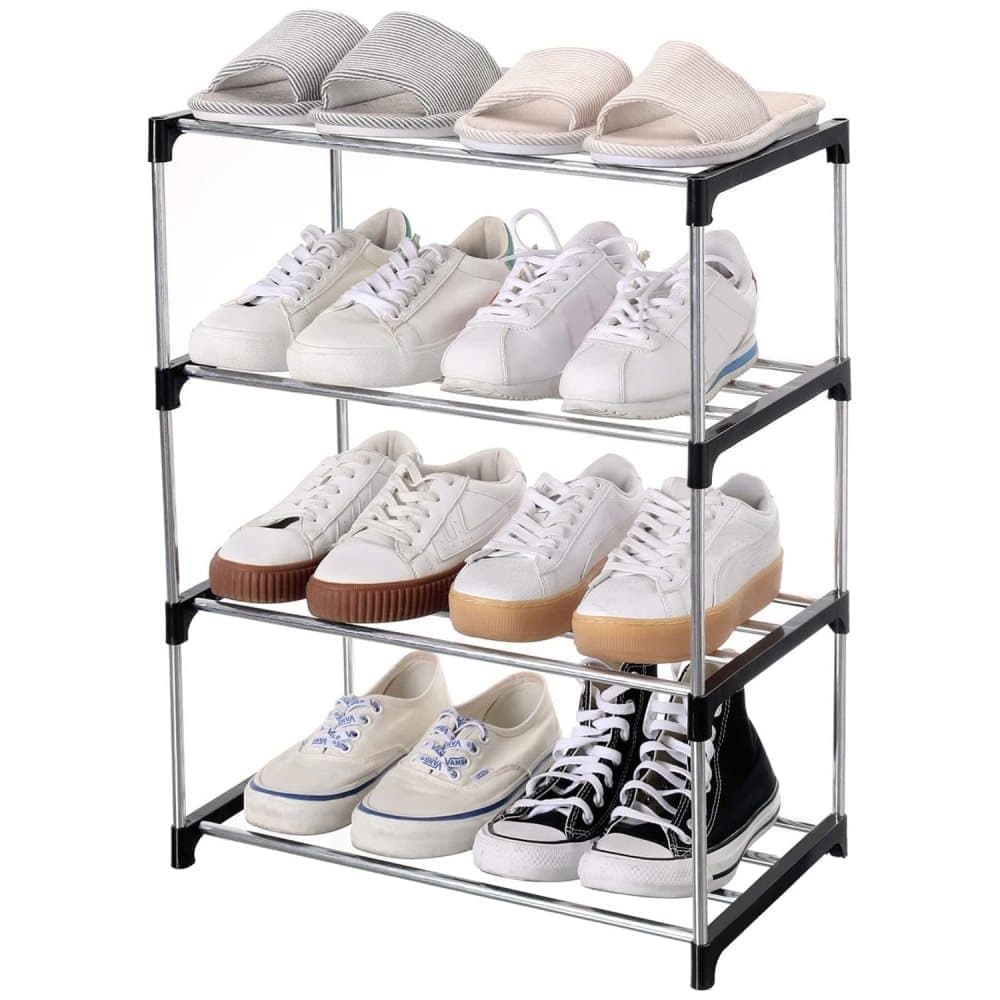3-Tier Stackable Shoe Rack, Space Saving Storage for Shoes Bags and Accessories, 43 x 26 x 55cm - Image 1
