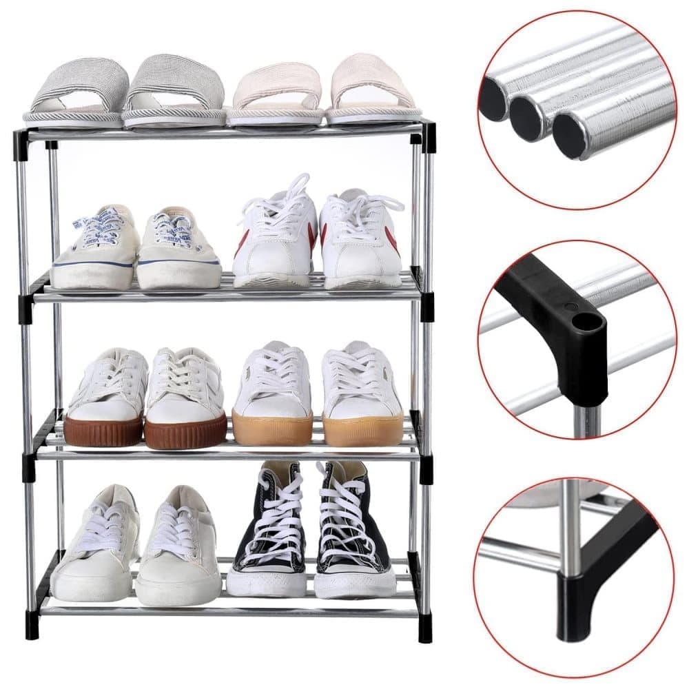 3-Tier Stackable Shoe Rack, Space Saving Storage for Shoes Bags and Accessories, 43 x 26 x 55cm - Image 4