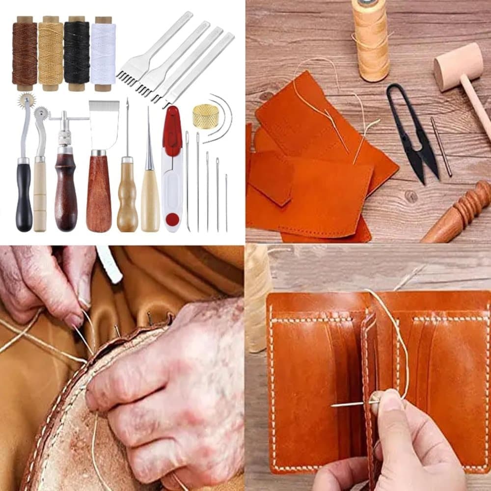 23-Piece Leather Craft Tool Set for Leatherworking, with Hand Tools - Image 6