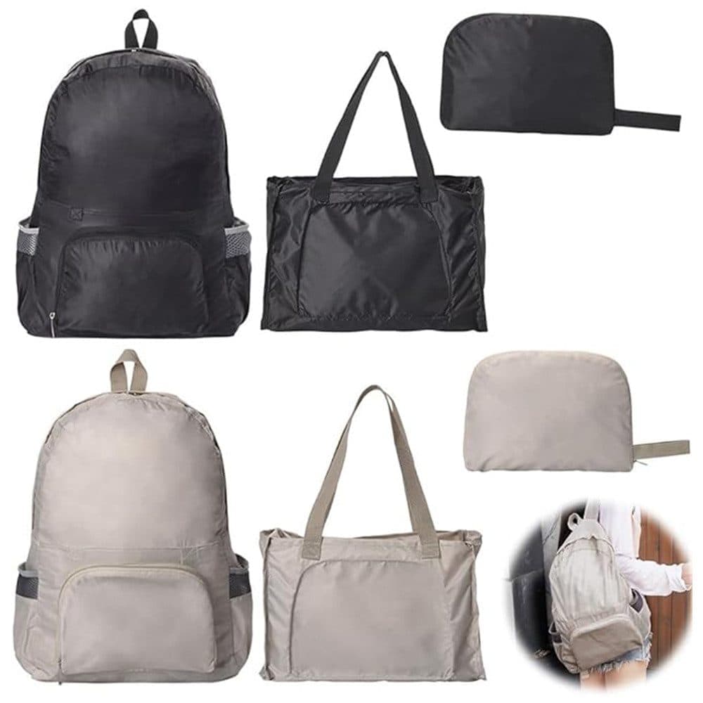 2-Pack Foldable Waterpack Backpack for Camping Hiking Travel, Black, Unisex Outdoor Daily Backpack - Image 1