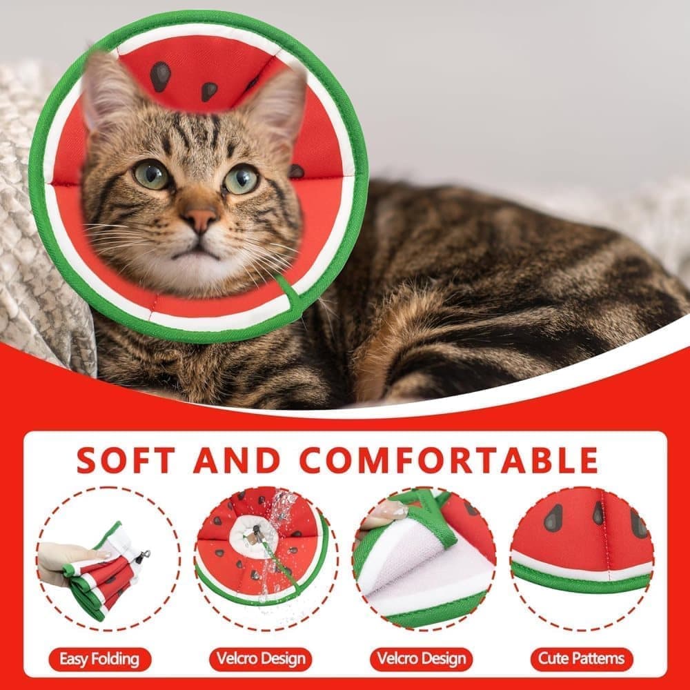 1 Protective Collar for Cats and Dogs with Velcro, Adjustable Neck Collar, Compatible with Cats, M, Red - Image 3