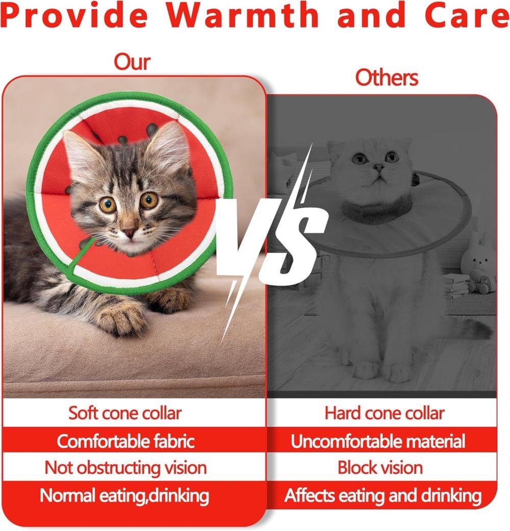 1 Protective Collar for Cats and Dogs with Velcro, Adjustable Neck Collar, Compatible with Cats, M, Red - Image 6