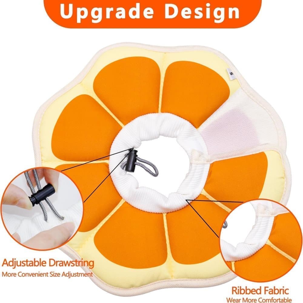 1 Adjustable Protective Collar for Cats and Dogs with Velcro, Compatible with Cats, M, Orange - Image 2