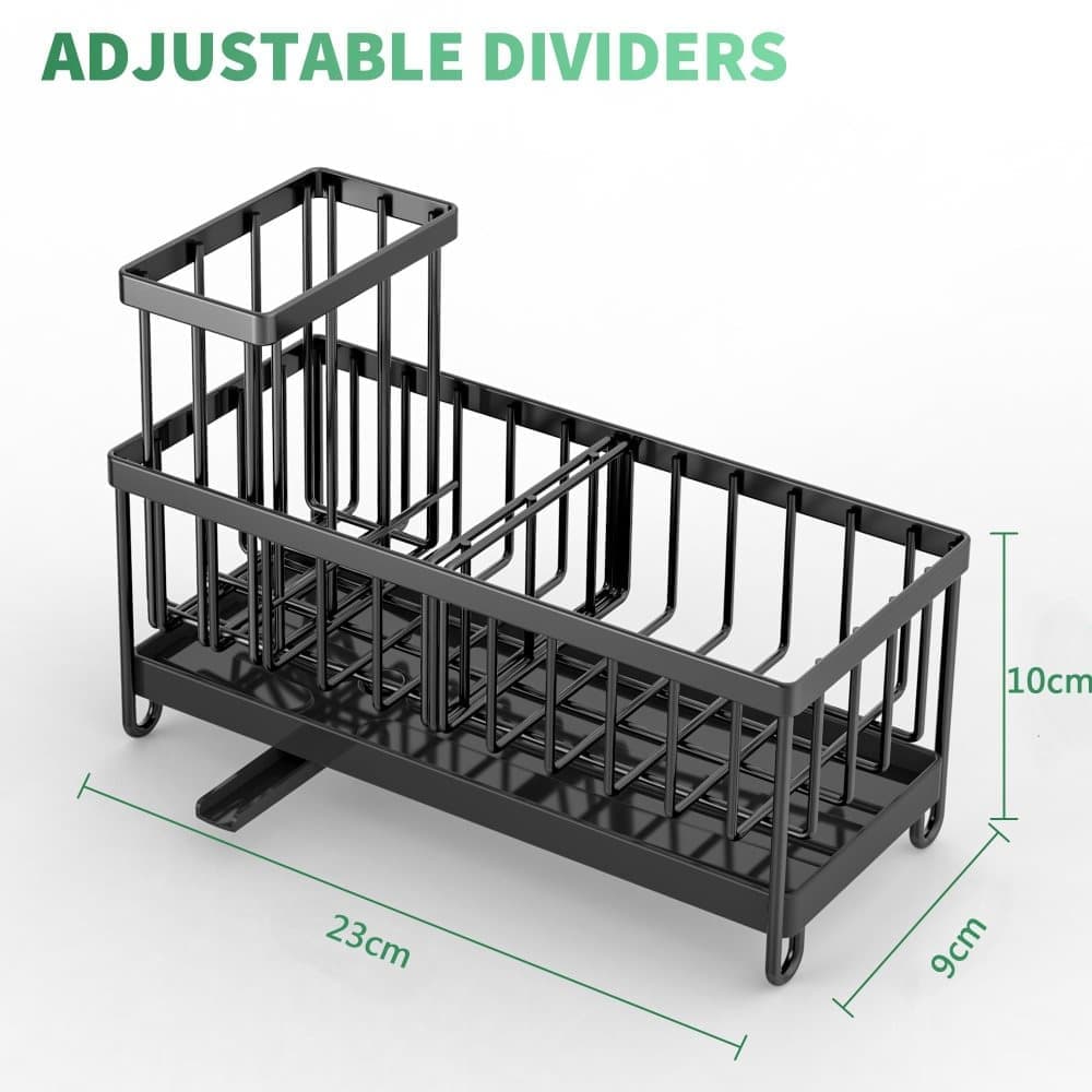 Stainless Steel Sink Rack Drain Rack Organizer Kitchen Storage, compatible with most sinks, Black - Image 3