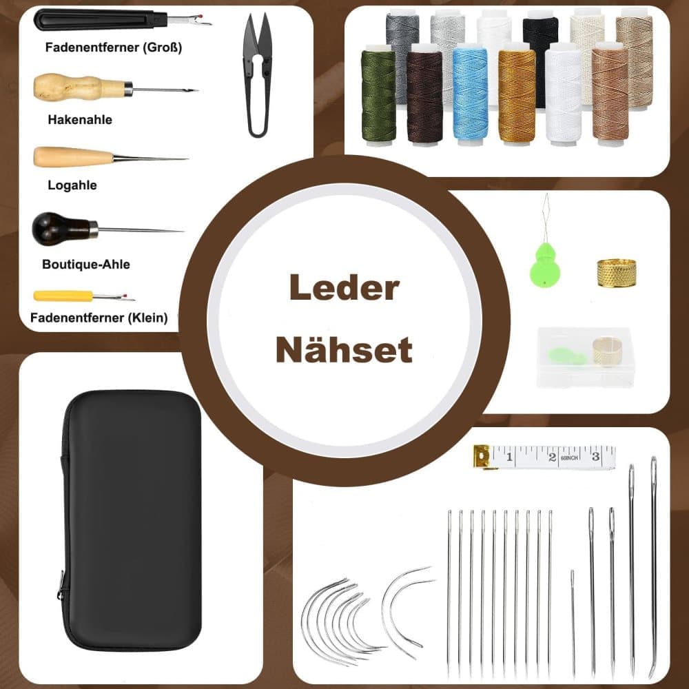 48-Piece Leather Sewing Kit with Needles, Scissors, Measuring Tape, Rivets and 12 Thread Colors - Image 2
