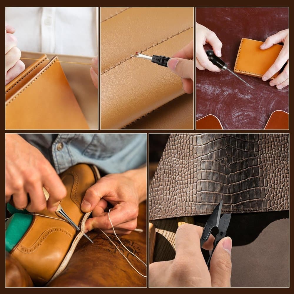 48-Piece Leather Sewing Kit with Needles, Scissors, Measuring Tape, Rivets and 12 Thread Colors - Image 7