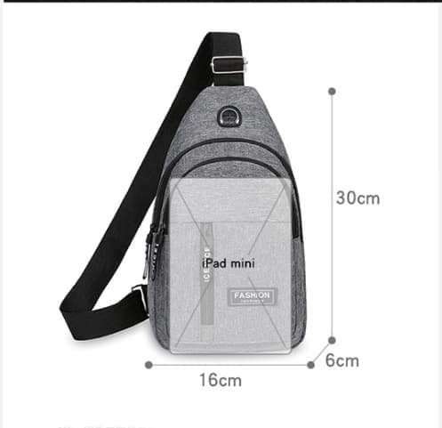 Unisex Crossbody Chest Backpack with Headphone Jack for Hiking Travel Climbing, Black - Image 2