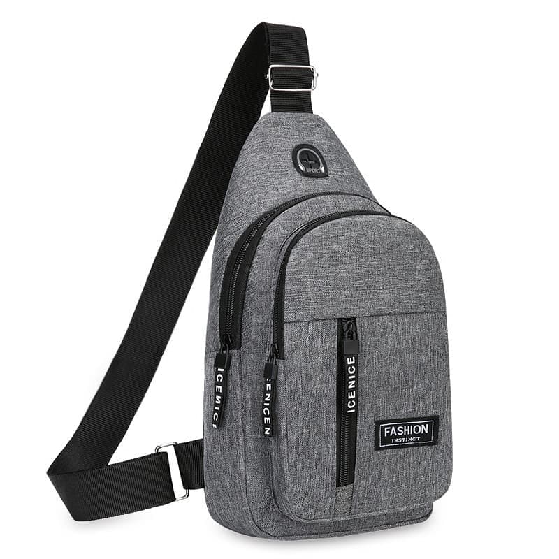 Unisex Crossbody Backpack with Headphone Jack for Hiking Travel Climbing, Gray - Image 1