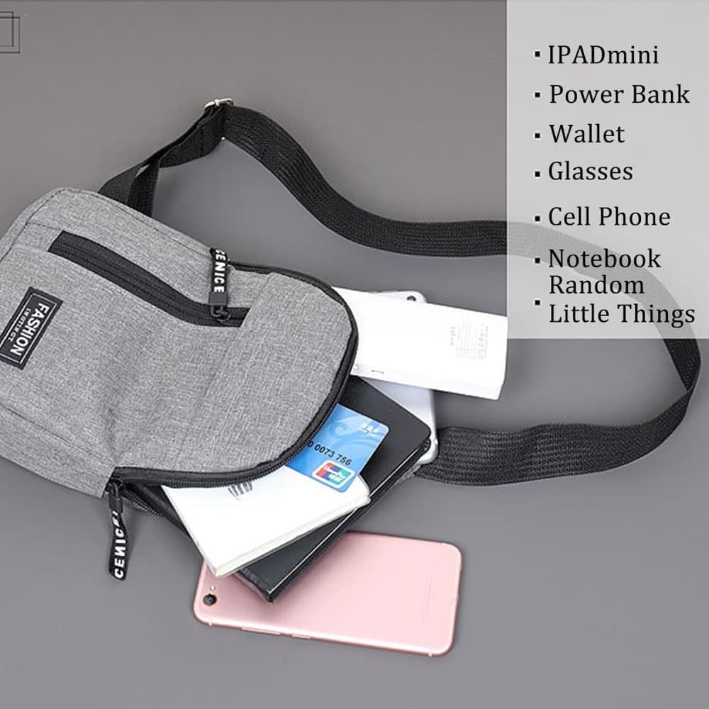Unisex Crossbody Backpack with Headphone Jack for Hiking Travel Climbing, Gray - Image 5