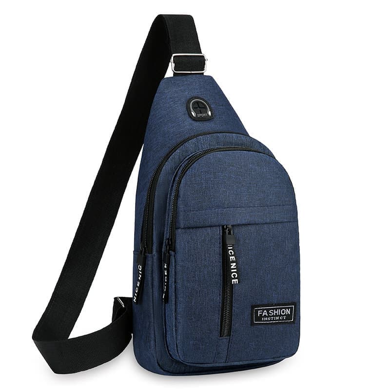 Unisex Blue Crossbody Shoulder Chest Backpack with Headphone Jack for Hiking Travel Climbing - Image 1