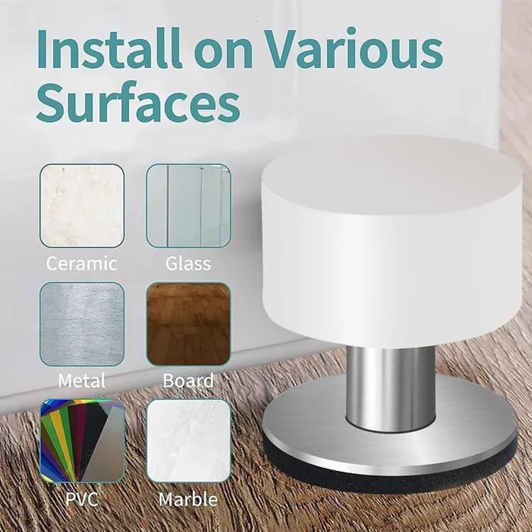 2-Pack Stainless Steel Self-Adhesive Door Stop, fits all doors - Image 3