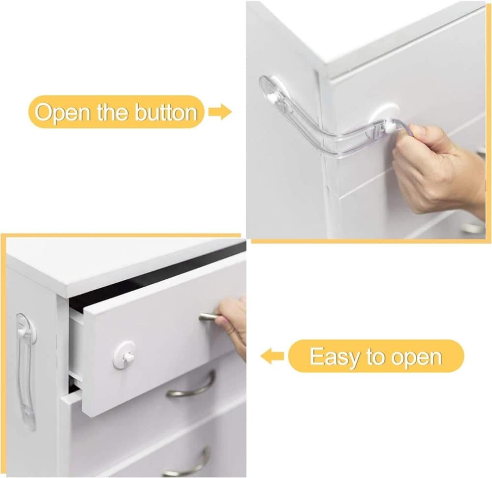 8-Pack Child Safety Cabinet Latch Drawer Lock with Lock Protector, 11cm, Compatible with Most Cabinets - Image 2