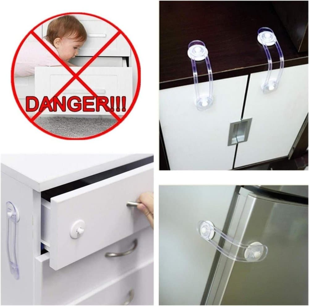 8-Pack Child Safety Cabinet Latch Drawer Lock with Lock Protector, 11cm, Compatible with Most Cabinets - Image 3
