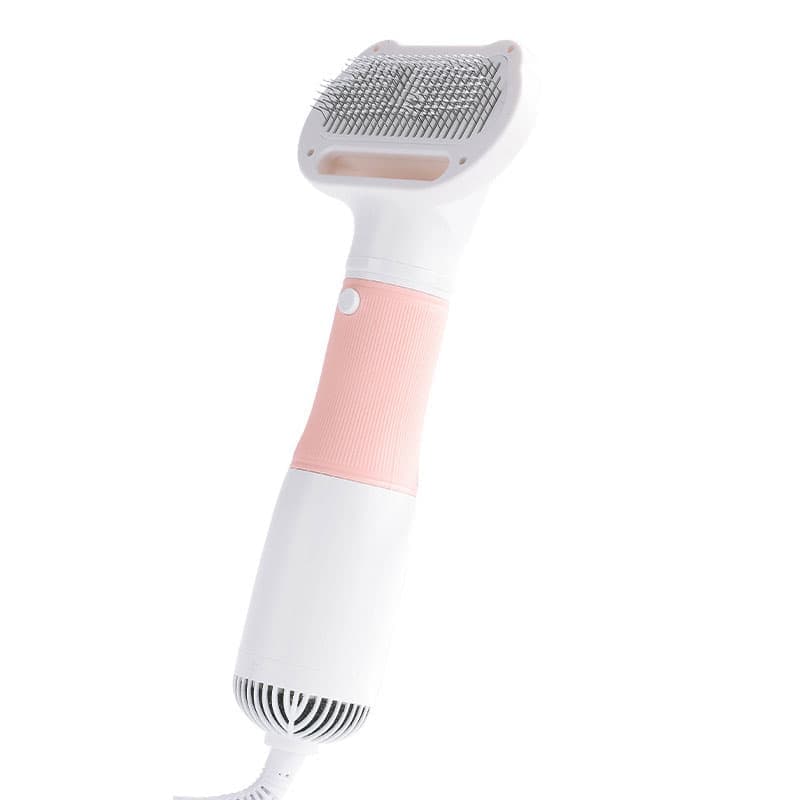 Pet Hair Dryer 3-in-1 with Brush for Dogs and Cats, Portable Quiet, 3 Heat Settings Overheat Protection, Pink - Image 1