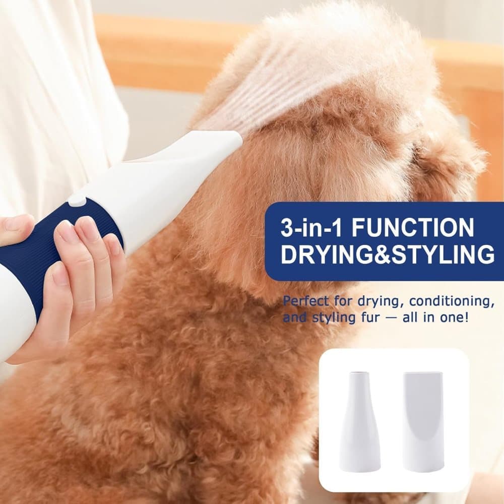 Portable 3-in-1 Pet Hair Dryer with Brush, 3 Heat Settings Overheat Protection, Quiet Dog Cat Grooming Tool, Yellow - Image 6