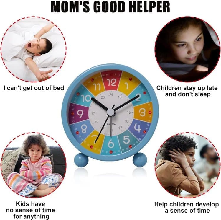 8cm Round Silent Alarm Clock with Night Light for Children, Several Colors to Choose Including White - Image 3