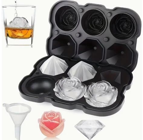 1 piece BPA-free reusable ice cube tray with lid for round ice balls, 6 compartment - Image 1